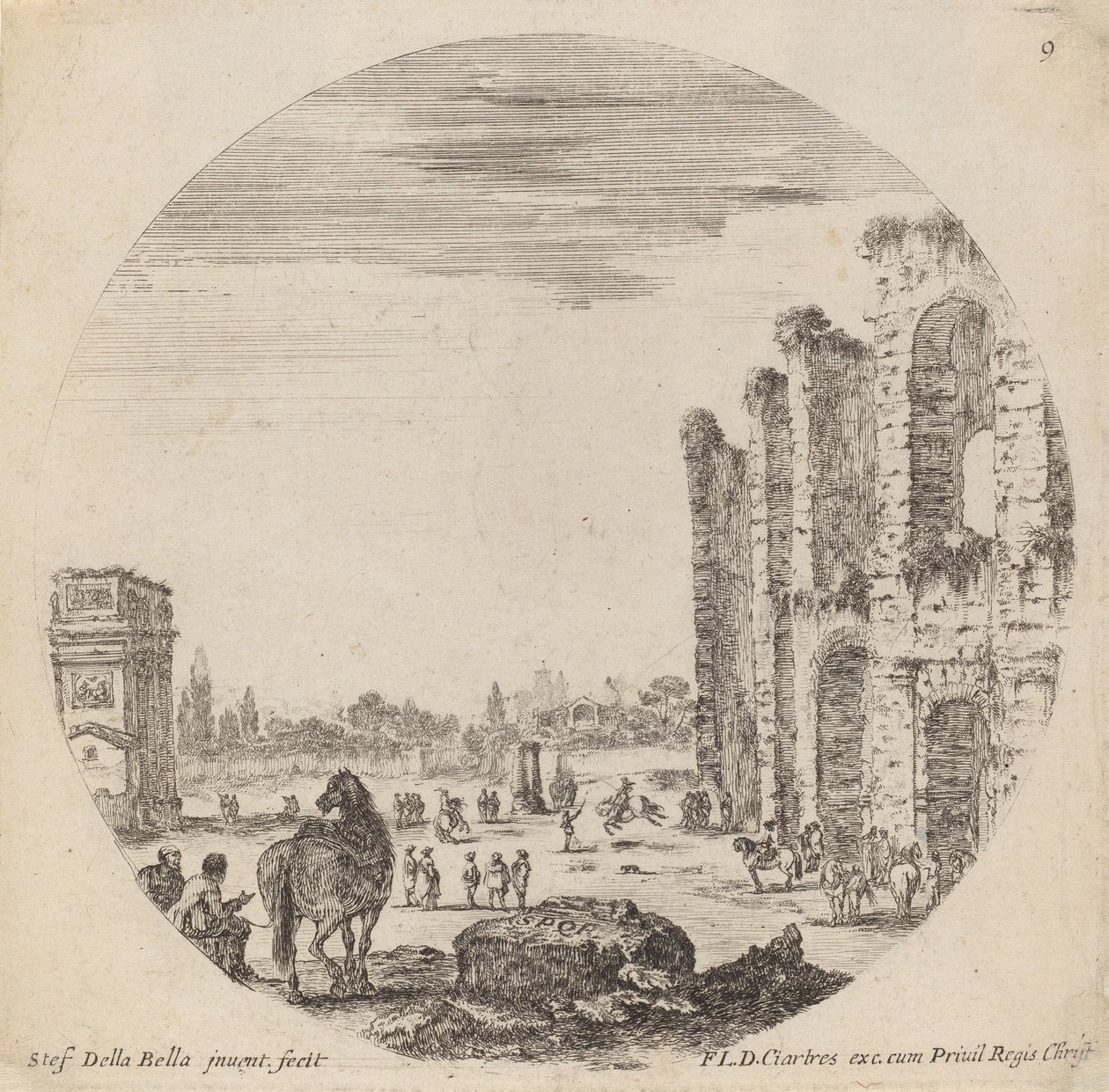 Colosseum og Konstantinbuen, 1646. af Stefano della Bella