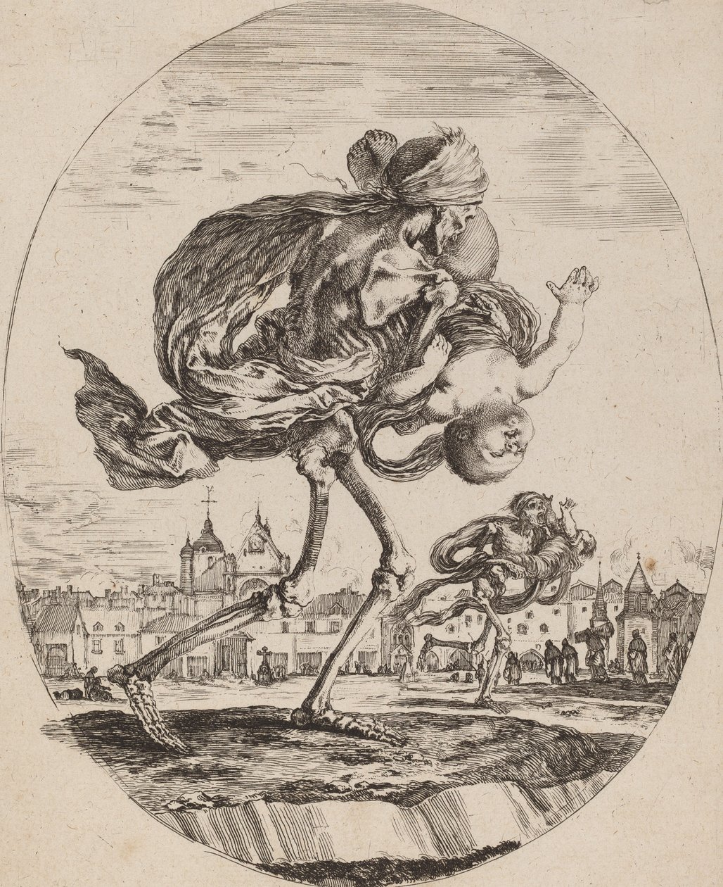 Døden bærer et barn til højre, sandsynligvis 1648. af Stefano della Bella