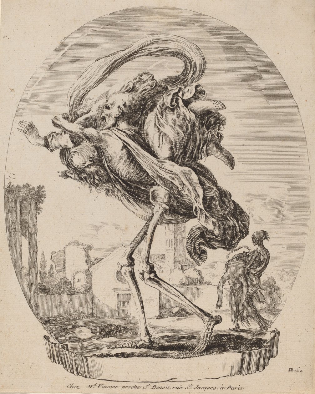 Død bærer en kvinde, sandsynligvis 1648. af Stefano della Bella