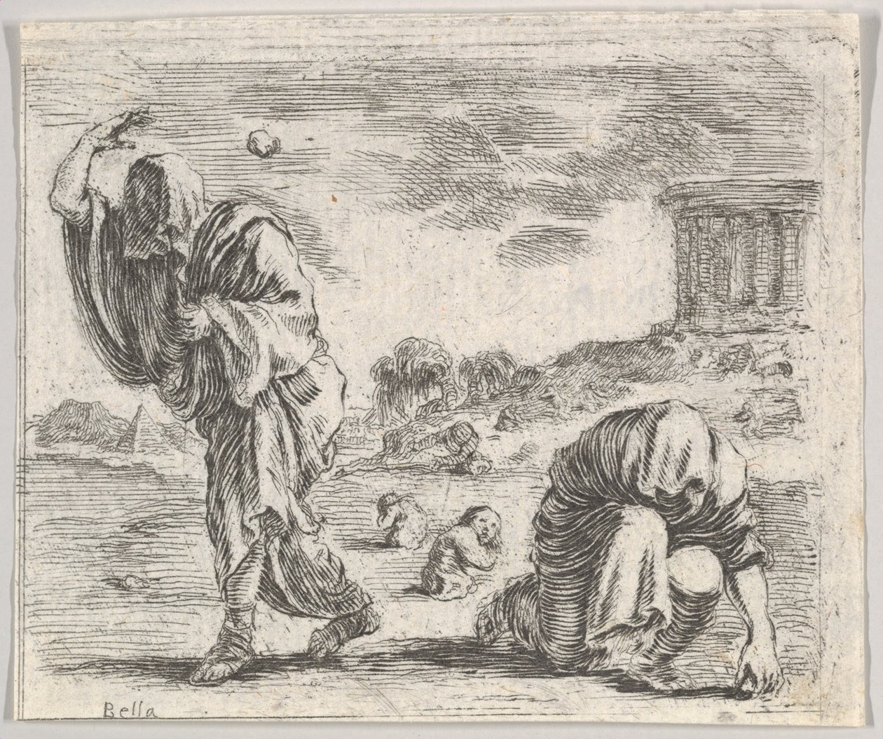 Deucalion og Pyrrha, fra Game of Mythology Jeu de la Mythologie, 1644. af Stefano della Bella