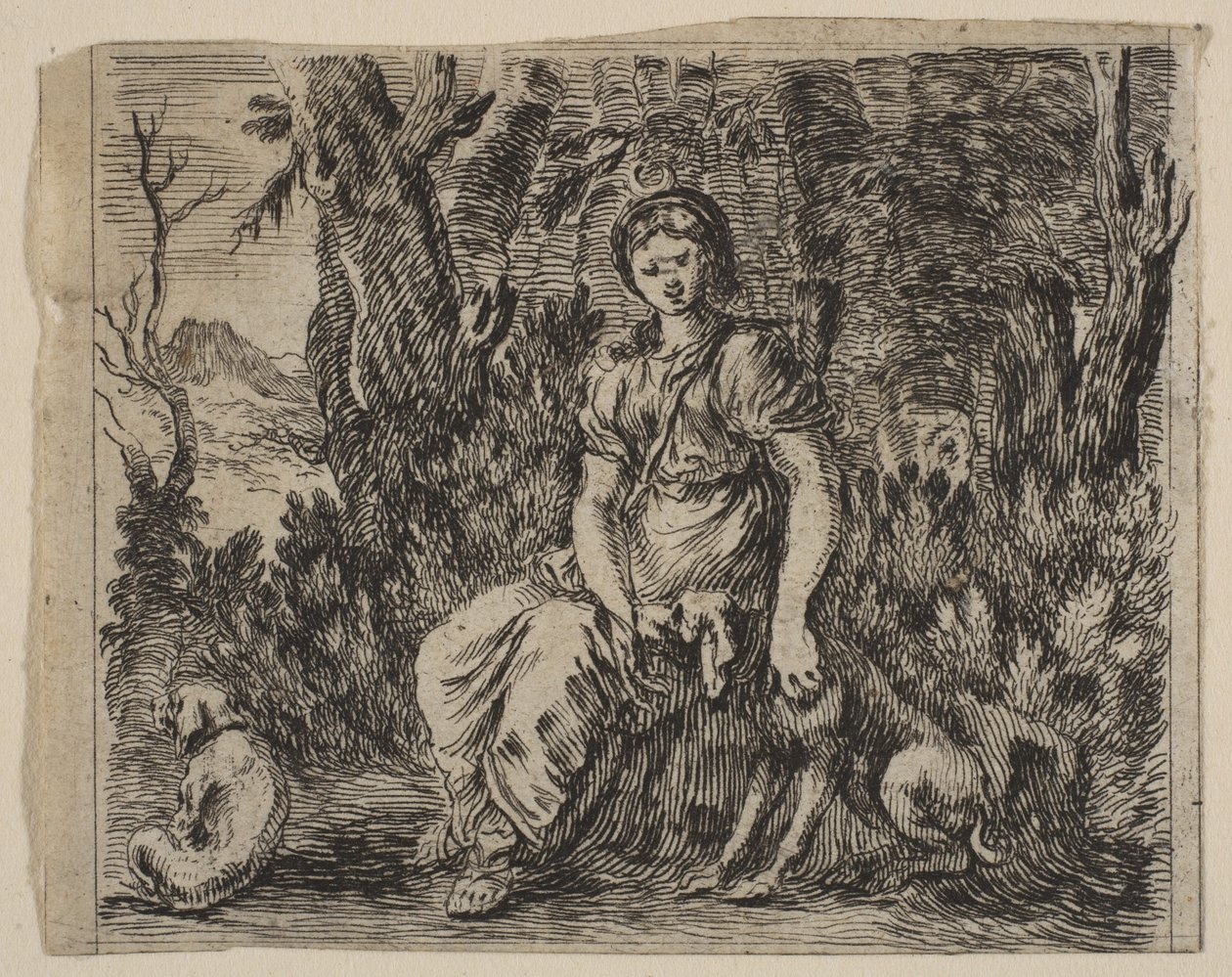 Diana, fra Game of Mythology Game of Mythology, 1644. af Stefano della Bella