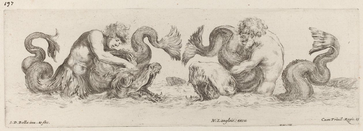 Delfiner og tritoner, sandsynligvis 1648. af Stefano della Bella