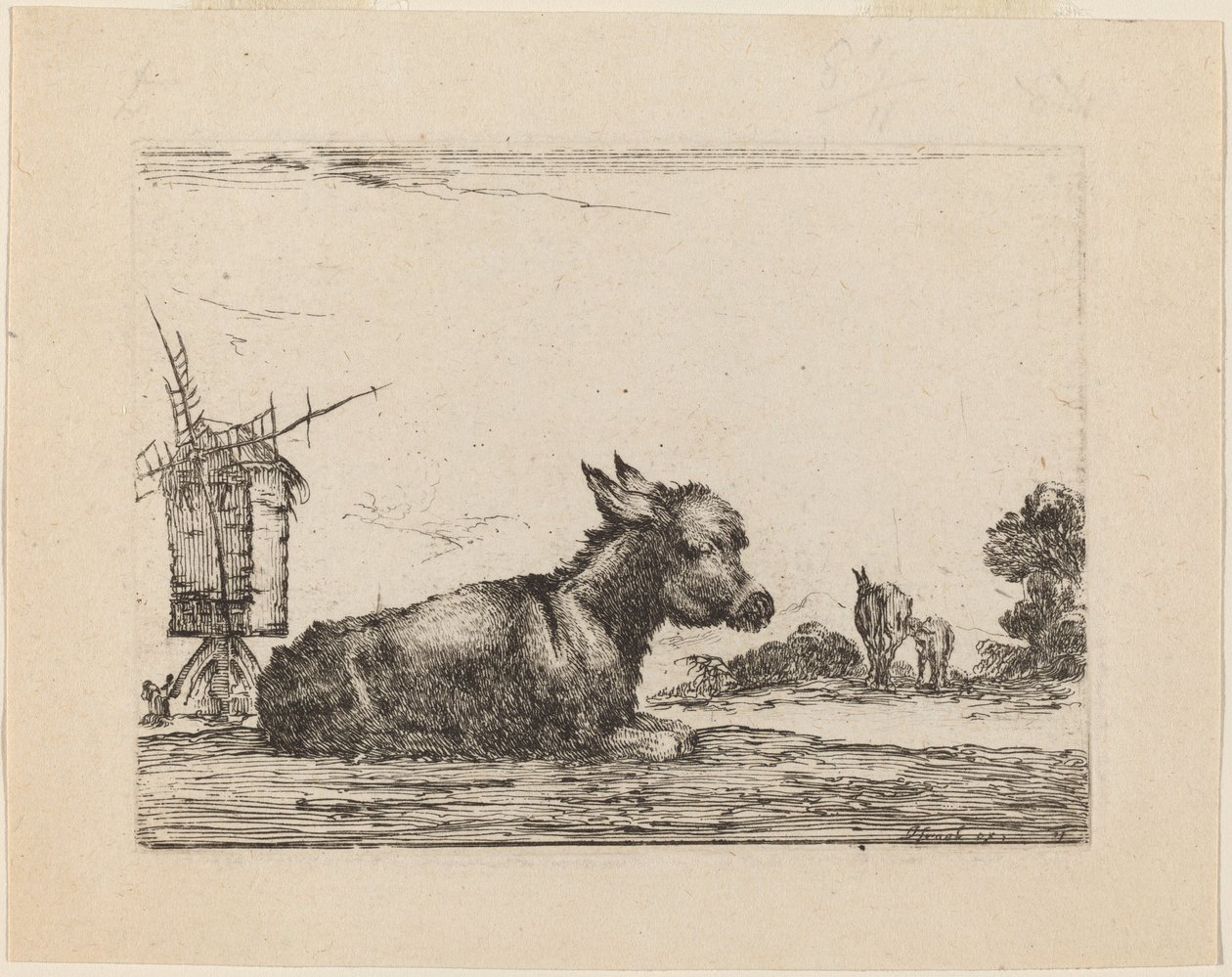 Æsel hviler, 1642. af Stefano della Bella