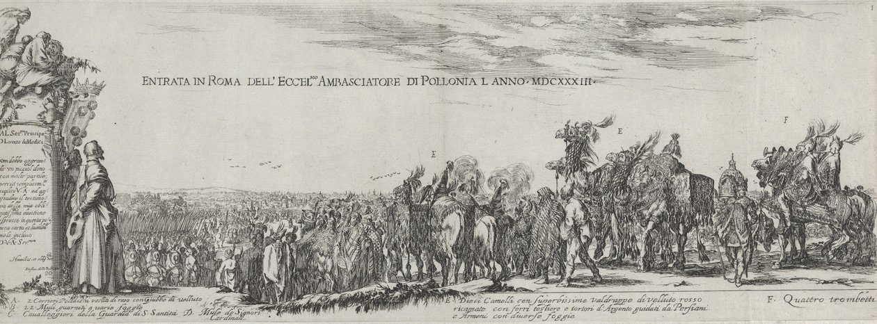 Den polske ambassadørs indrejse i Rom, 1633. af Stefano della Bella