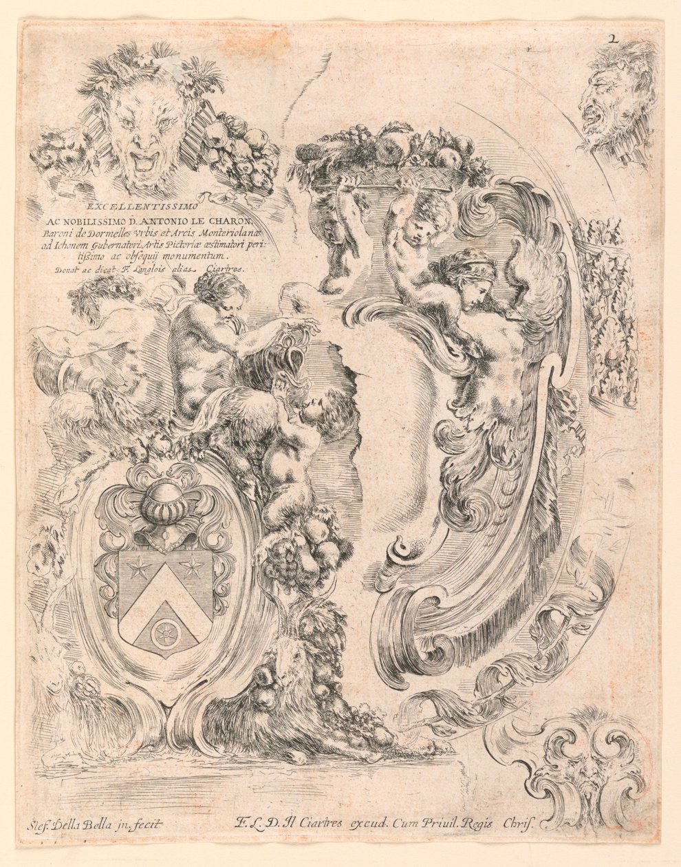 Beklædning og detaljer til beklædning, nr. 2 fra "Samling af forskellige luner og ni opfindelser af mapper og ornamenter" af Stefano della Bella