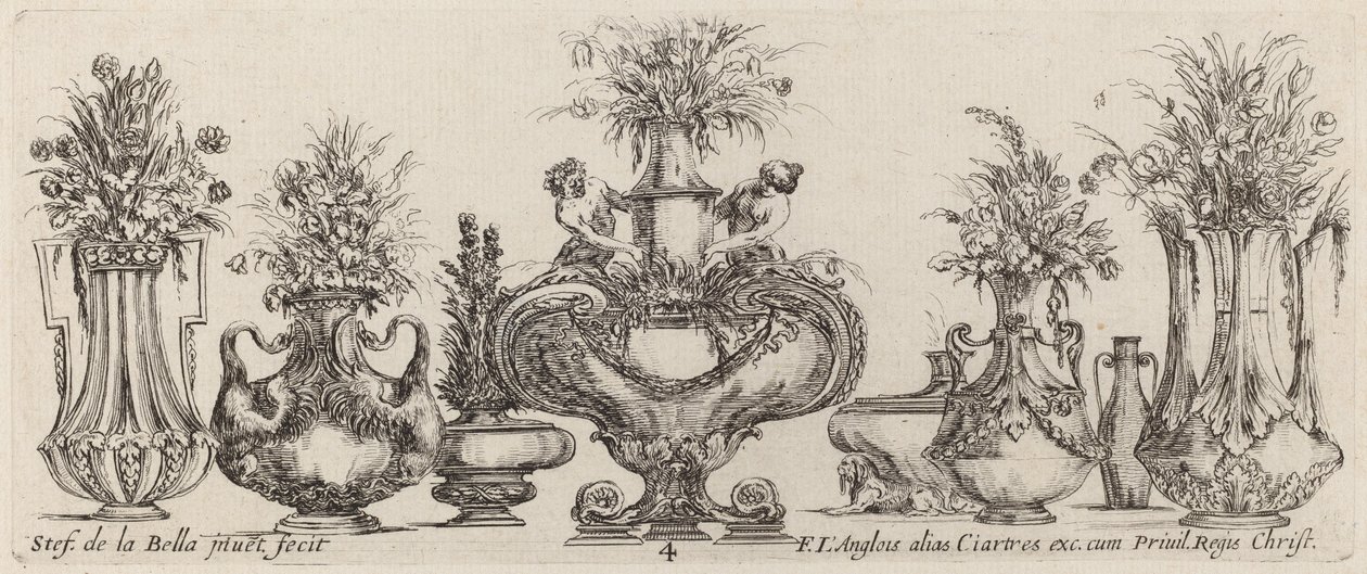 Fantastiske vaser, sandsynligvis 1646. af Stefano della Bella