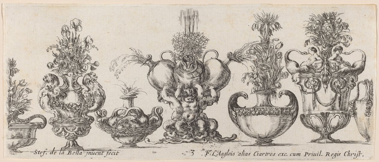 Fantastiske vaser, sandsynligvis 1646. af Stefano della Bella