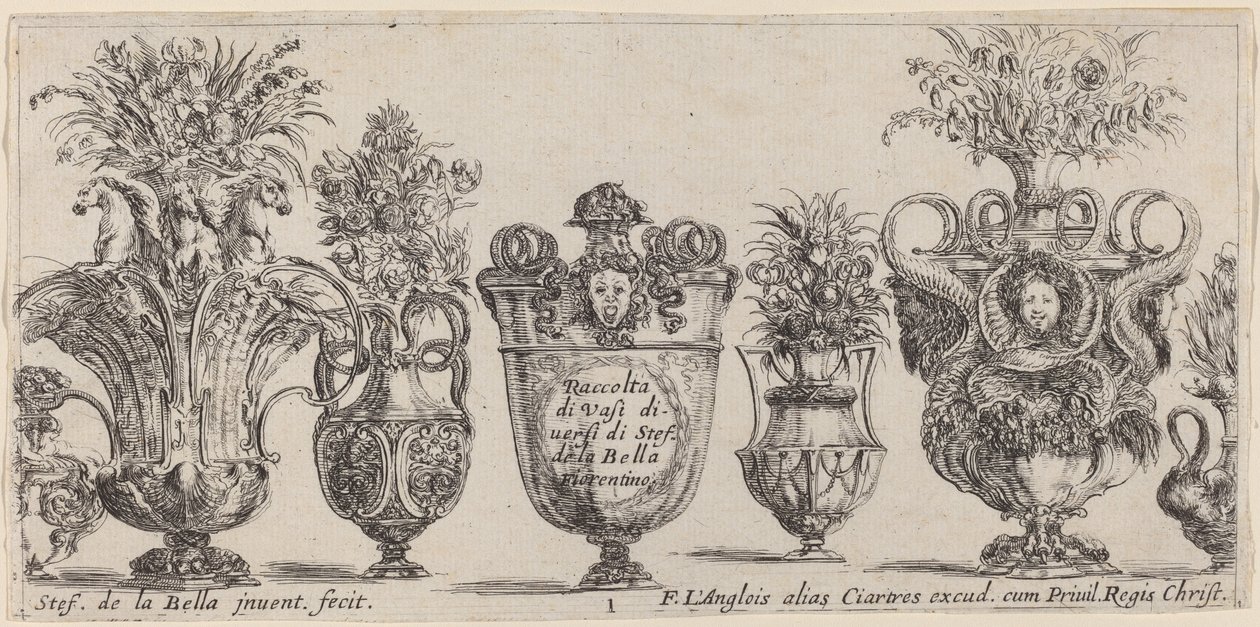 Fantastiske vaser, sandsynligvis 1646. af Stefano della Bella