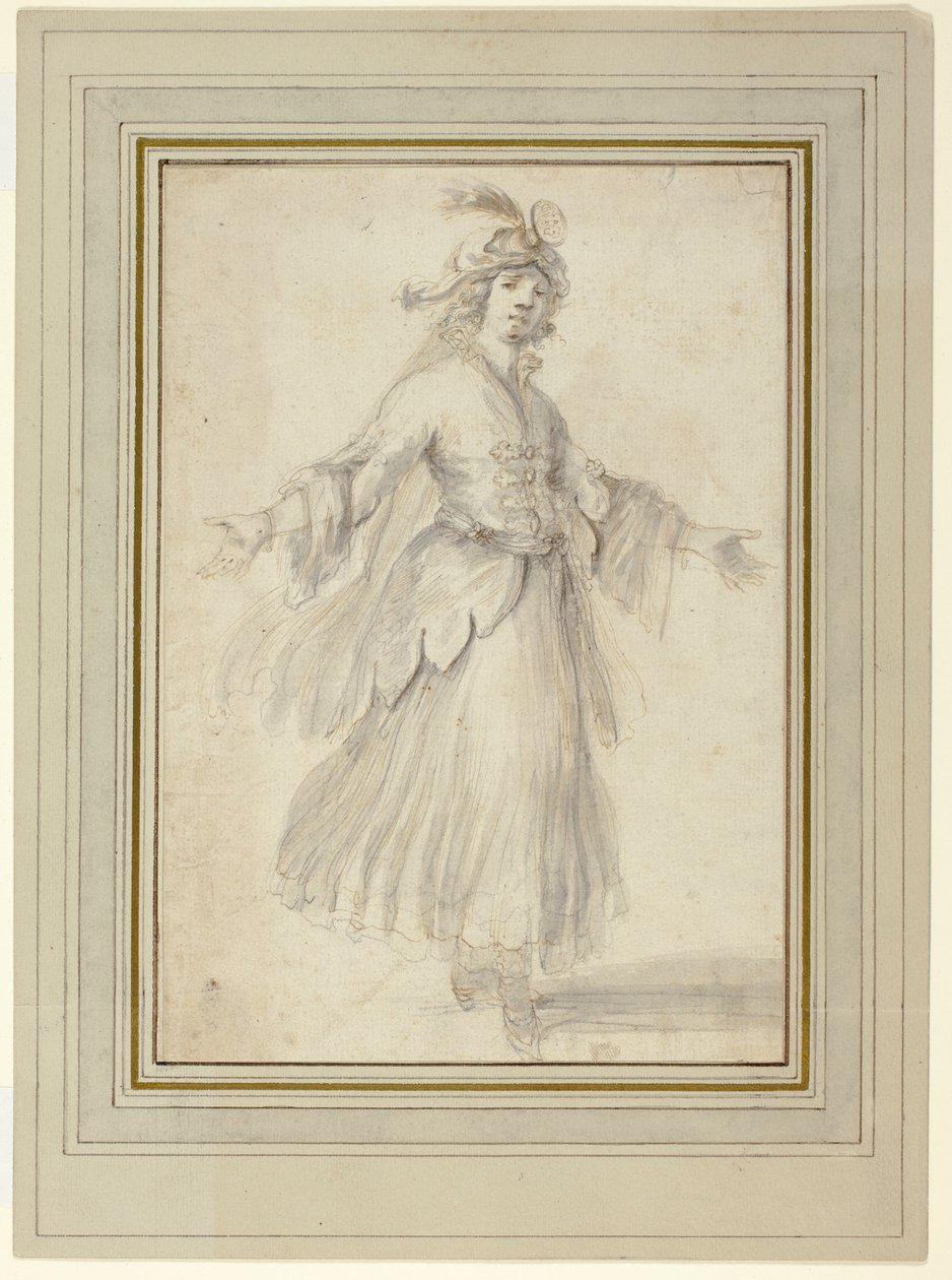 Kvindelig danser i et eksotisk kostume af Stefano della Bella