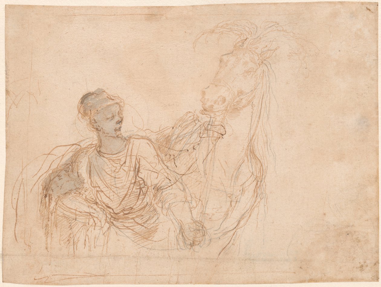 Figur der leder en hest af Stefano della Bella
