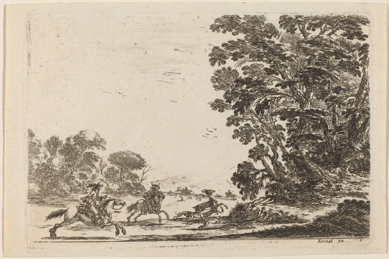 Skov med hjortejagt, 1642. af Stefano della Bella