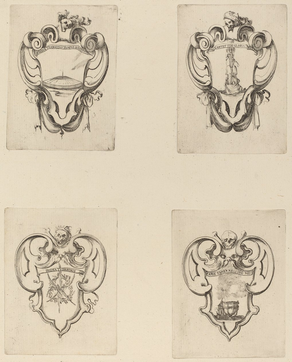 Fire emblemer til begravelsen af prins Francesco de Medici. af Stefano della Bella