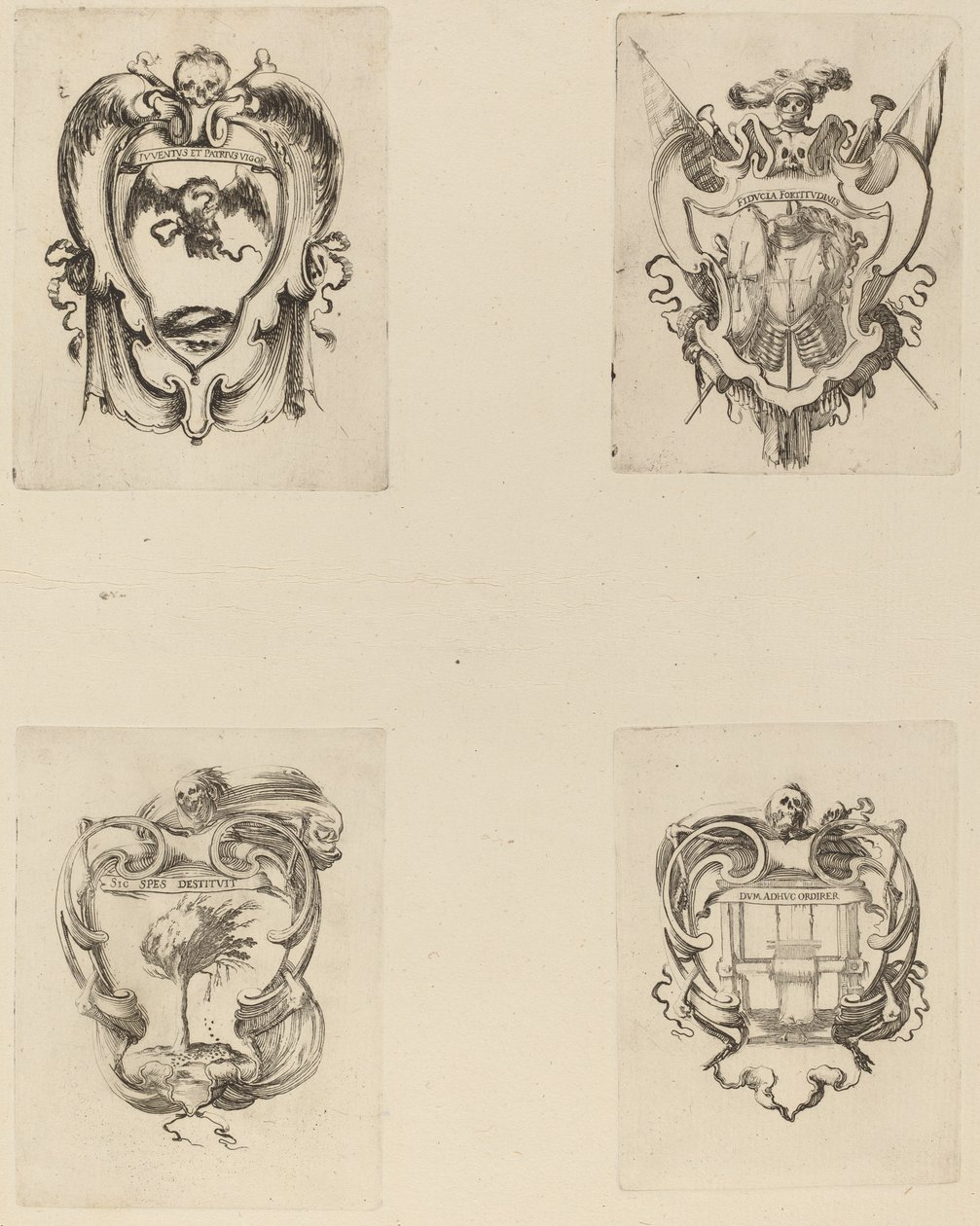 Fire emblemer til begravelsen af prins Francesco de Medici. af Stefano della Bella