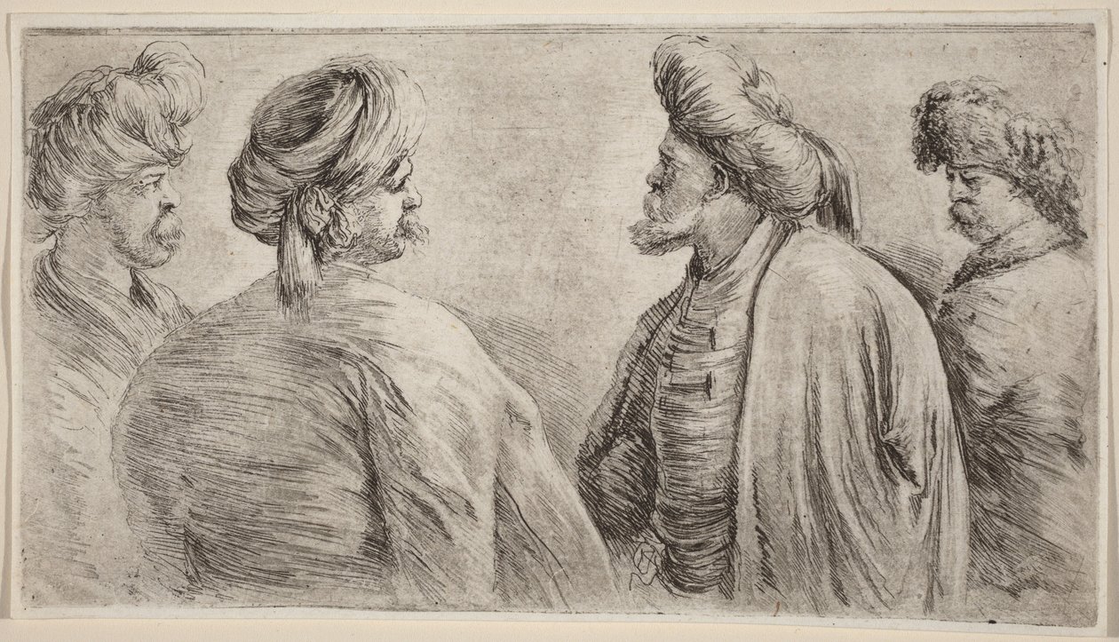 Fire tyrkere med turbaner af Stefano della Bella