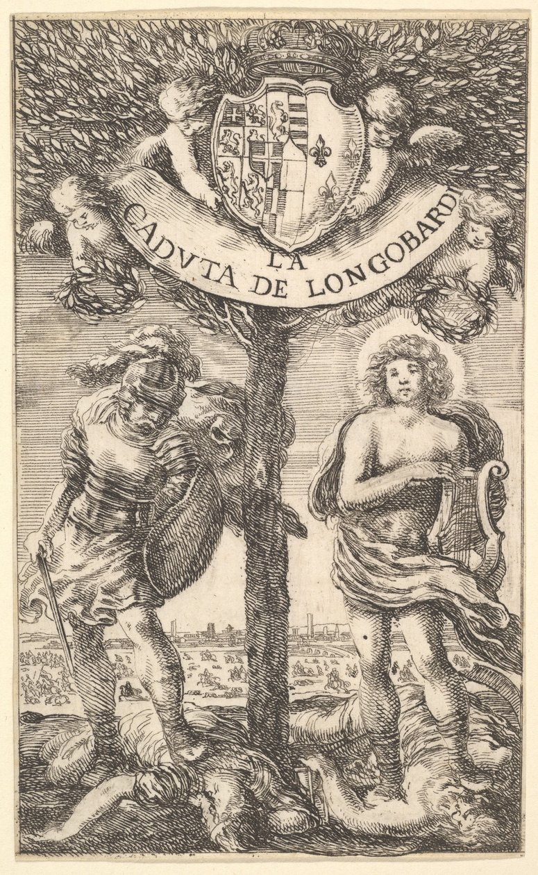 Frontispice til Longobardis fald La Caduta de Longobardi, digte af Sigismond B ..., 1656. af Stefano della Bella