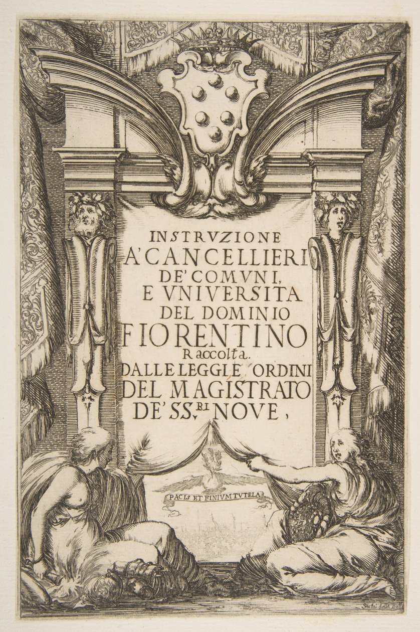 Frontispice til Instruzione a Cancellieri, 1635. af Stefano della Bella
