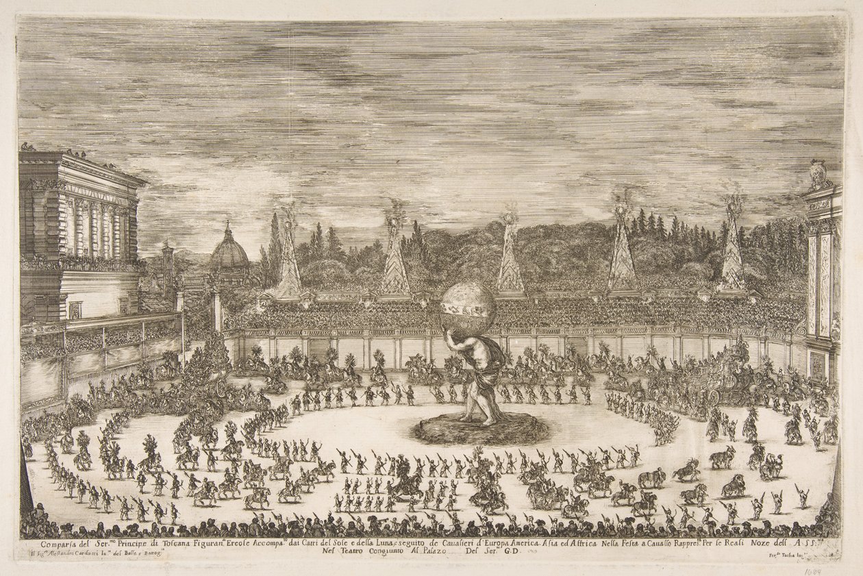 The Celebrating World: Entrance of Cosimo III de Medici, 1661. af Stefano della Bella