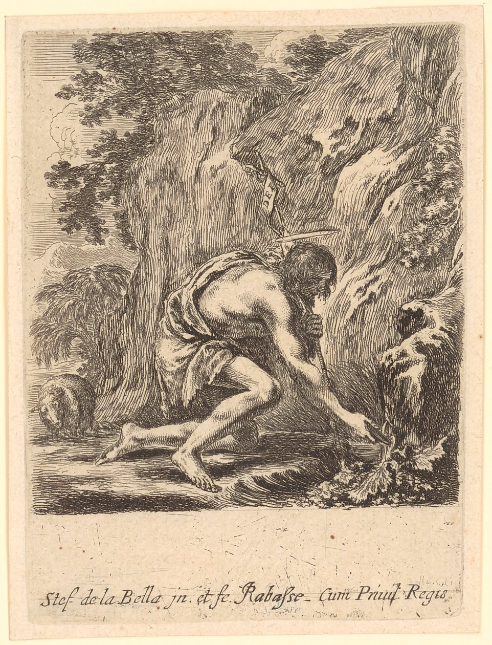 Johannes Døber henter vand fra en kilde af Stefano della Bella