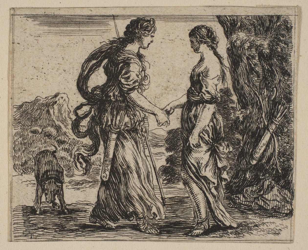 Jupiter og Callisto, fra Game of Mythology Jeu de la Mythologie, 1644. af Stefano della Bella