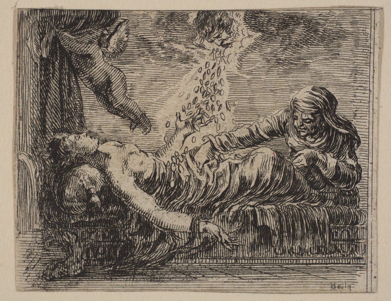 Jupiter og Danäe, fra Game of Mythology Jeu de la Mythologie, 1644. af Stefano della Bella