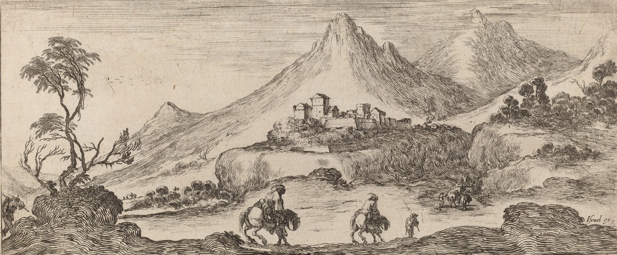 Landskab med slot, 1641. af Stefano della Bella