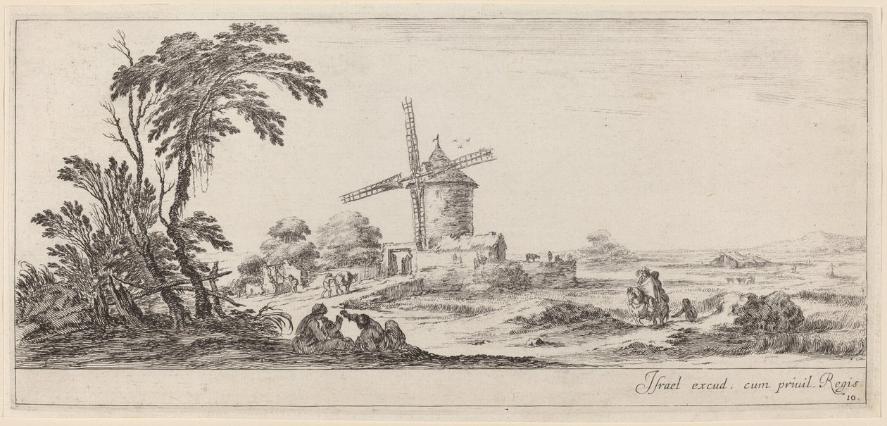 Landskab med vindmølle, i eller før 1647. af Stefano della Bella