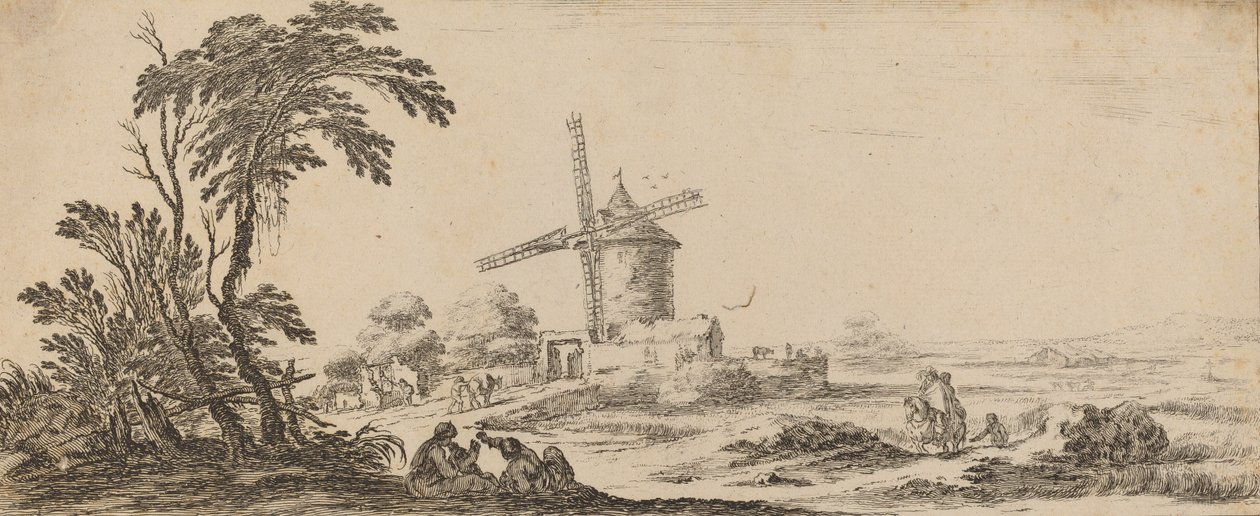 Landskab med vindmølle, i eller før 1647. af Stefano della Bella