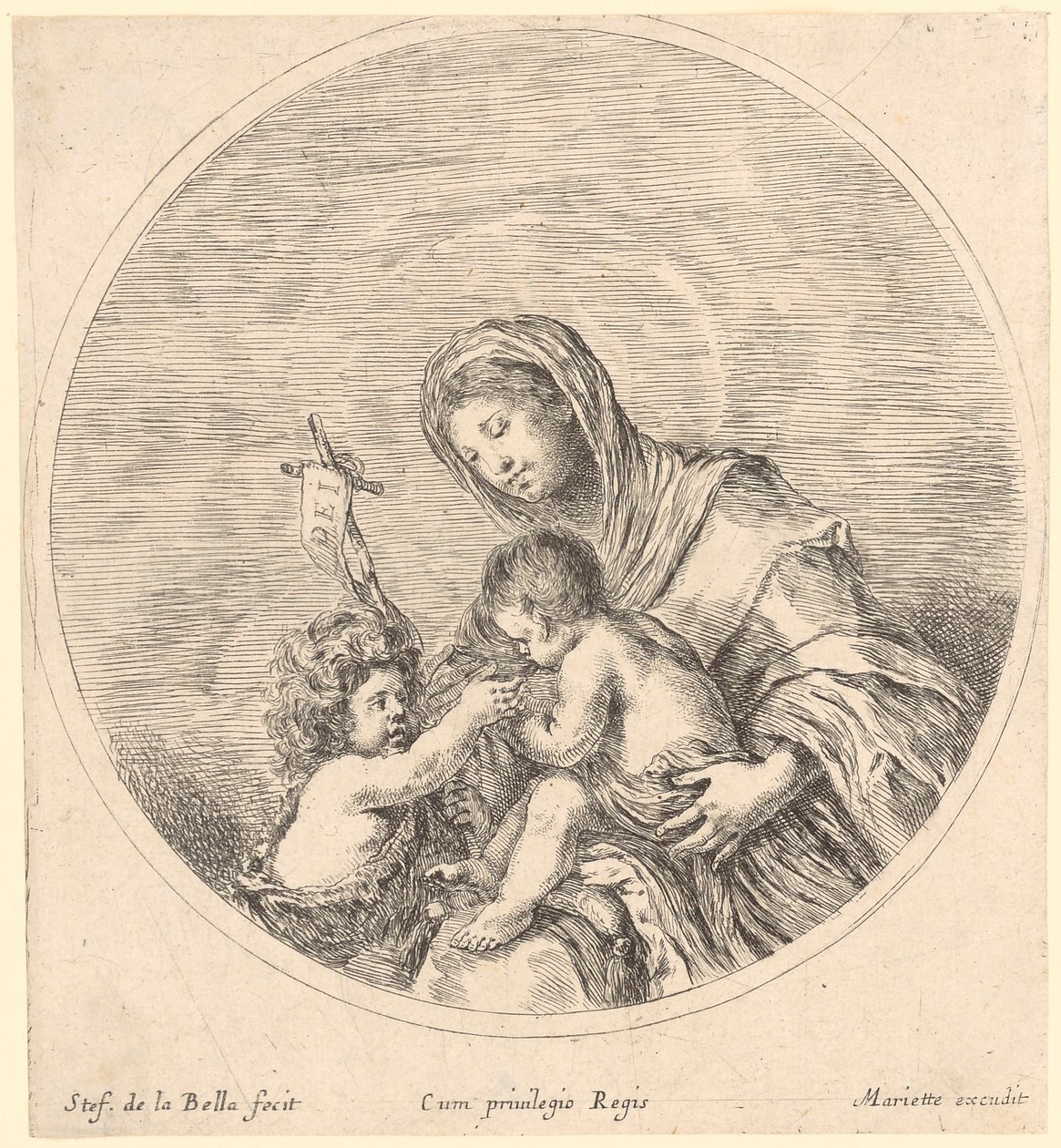 Maria med barnet og Johannes Døberen af Stefano della Bella