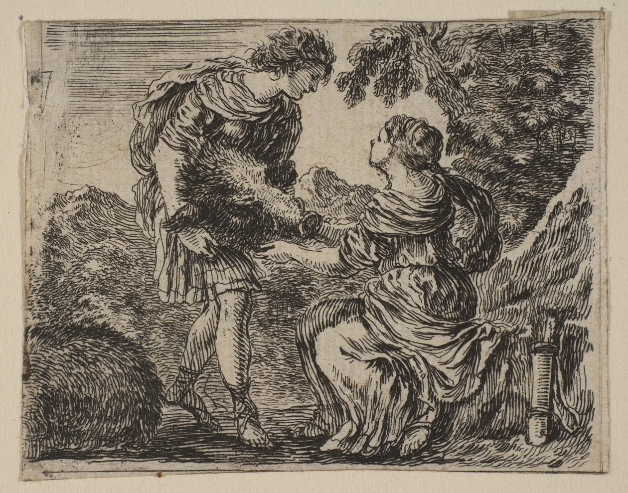 Meleager og Atalanta, fra Game of Mythology Jeu de la Mythologie, 1644. af Stefano della Bella