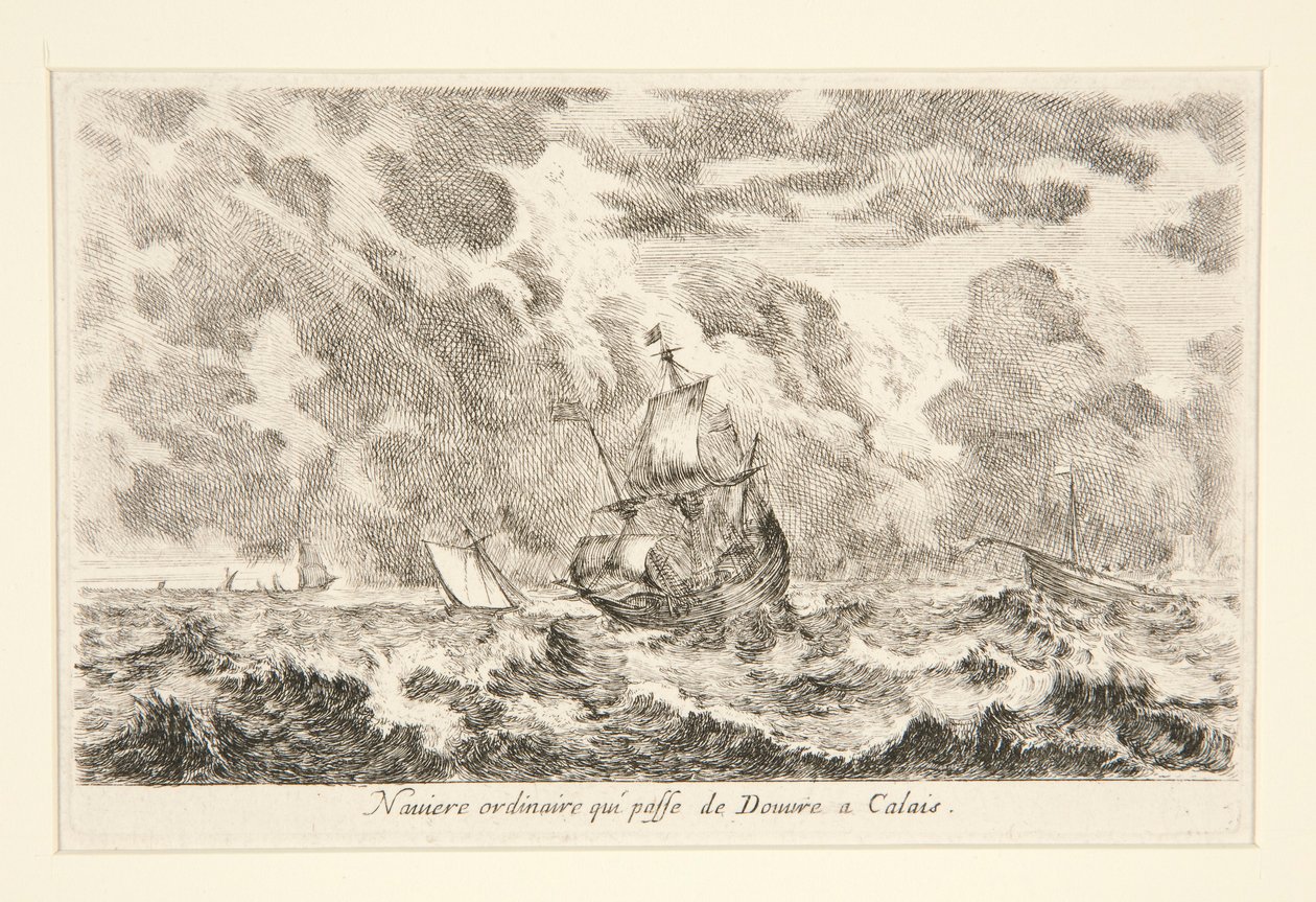 Et almindeligt skib, der sejler mellem Douvre og Calais, fra serien Vues de ports de mar (Udsigt over søhavne) af Stefano della Bella