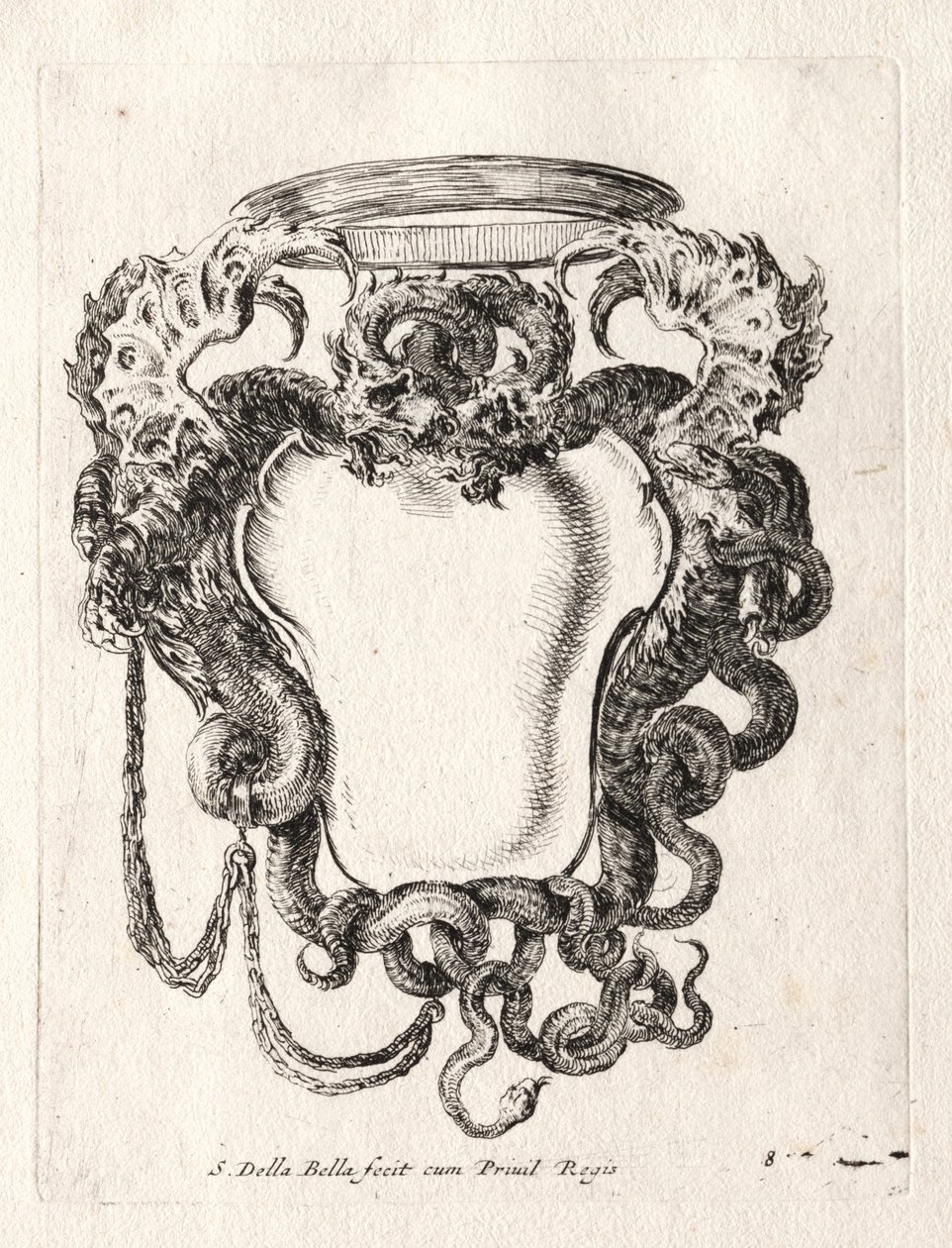 Ny model til en kartouche, 1647. af Stefano della Bella