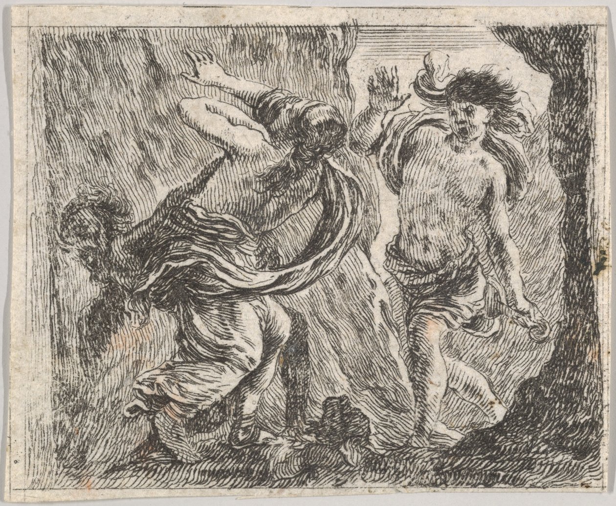 Orpheus and Eurydice, fra Game of Mythology Jeu de la Mythologie, 1644. af Stefano della Bella