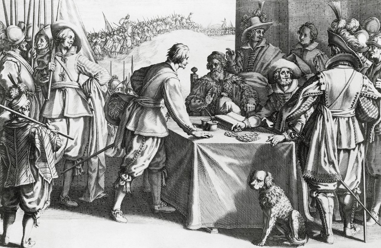 Betalende lejesoldater, gravering af Stefano della Bella (1610-1664) af Stefano della Bella