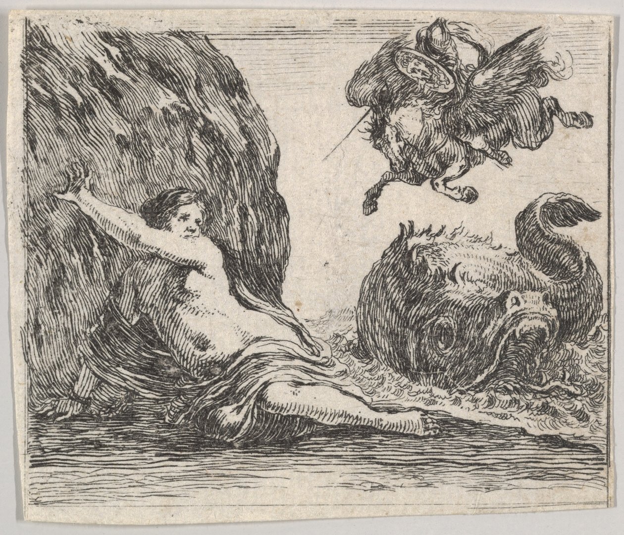 Perseus og Andromeda, fra Game of Mythology Jeu de la Mythologie, 1644. af Stefano della Bella