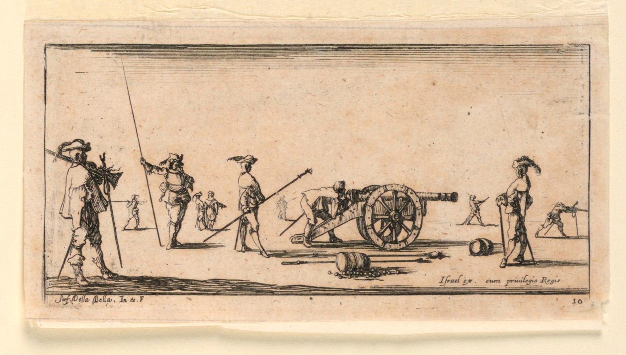 Plade 10, fra "Designs for Some Troop Conduct, Cannons and Attacks on Towns" af Stefano della Bella