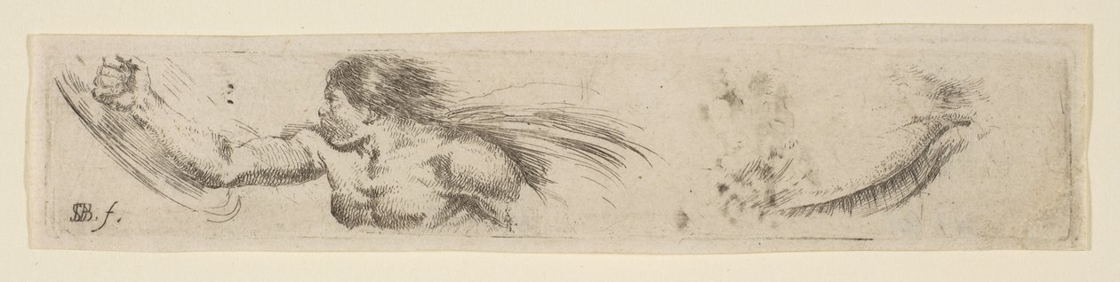 Plade 19: Torso of a Man with a Shield and Eye Study, fra 