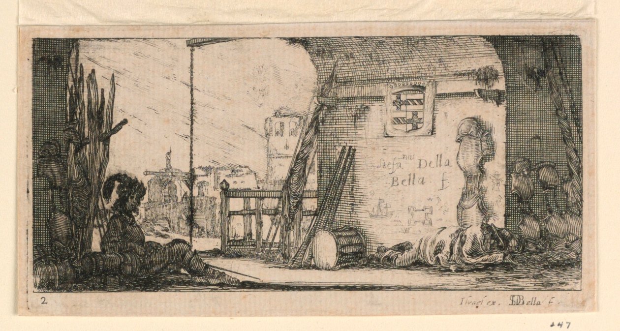 Plade 2, fra "Designs of Some Troop Conduct, Cannons, and Attacks on Towns" af Stefano della Bella