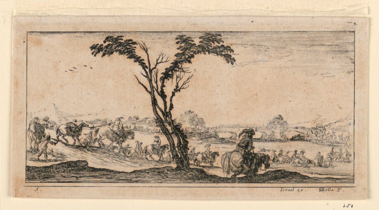 Plade 5, fra "Designs for Some Troop Conduct, Cannons and Attacks on Towns" af Stefano della Bella
