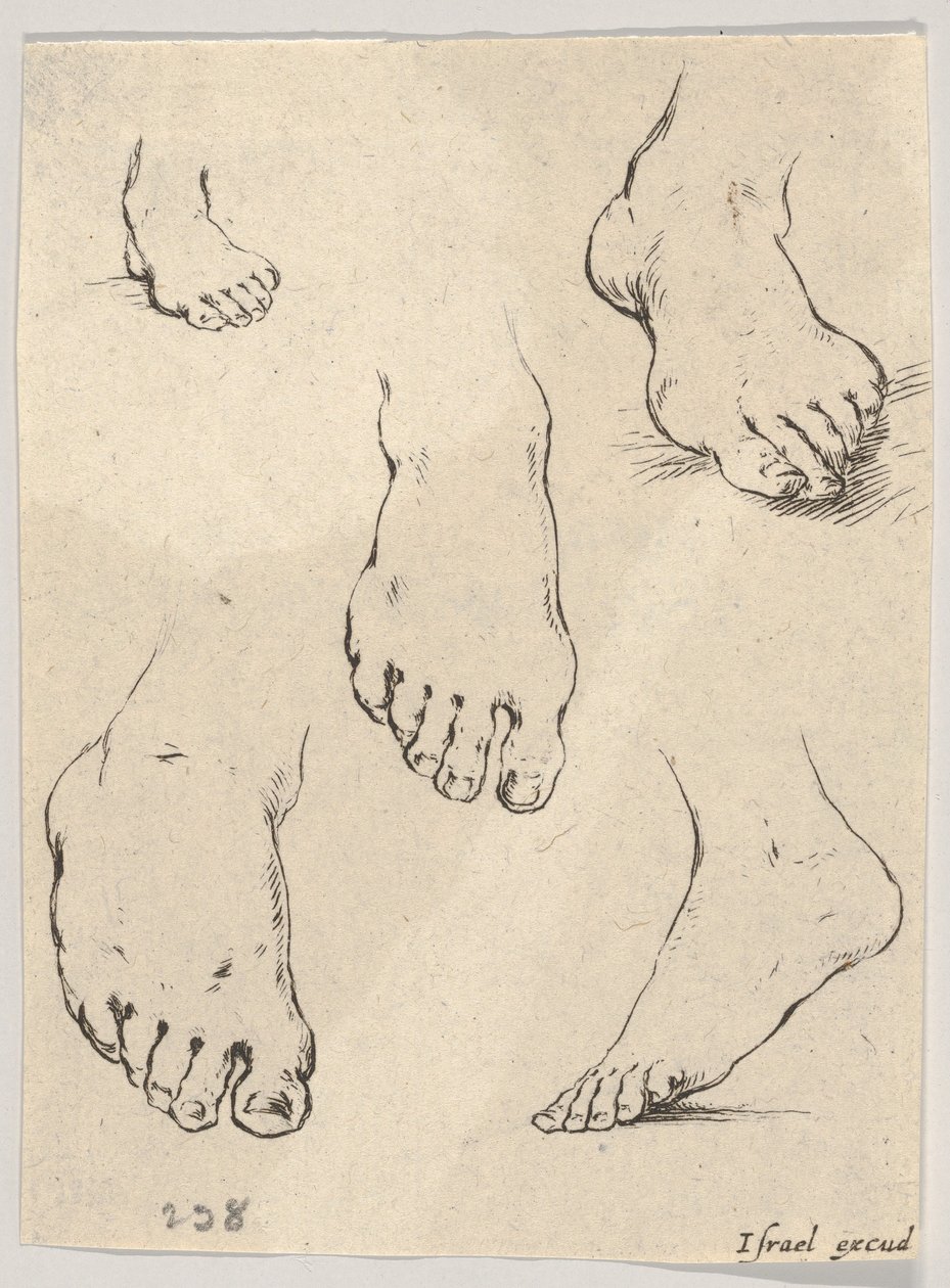 Plade 7: Fem fod, fra Bogen om at lære at tegne Livre pour apprendre à dessi..., ca. 1649. af Stefano della Bella