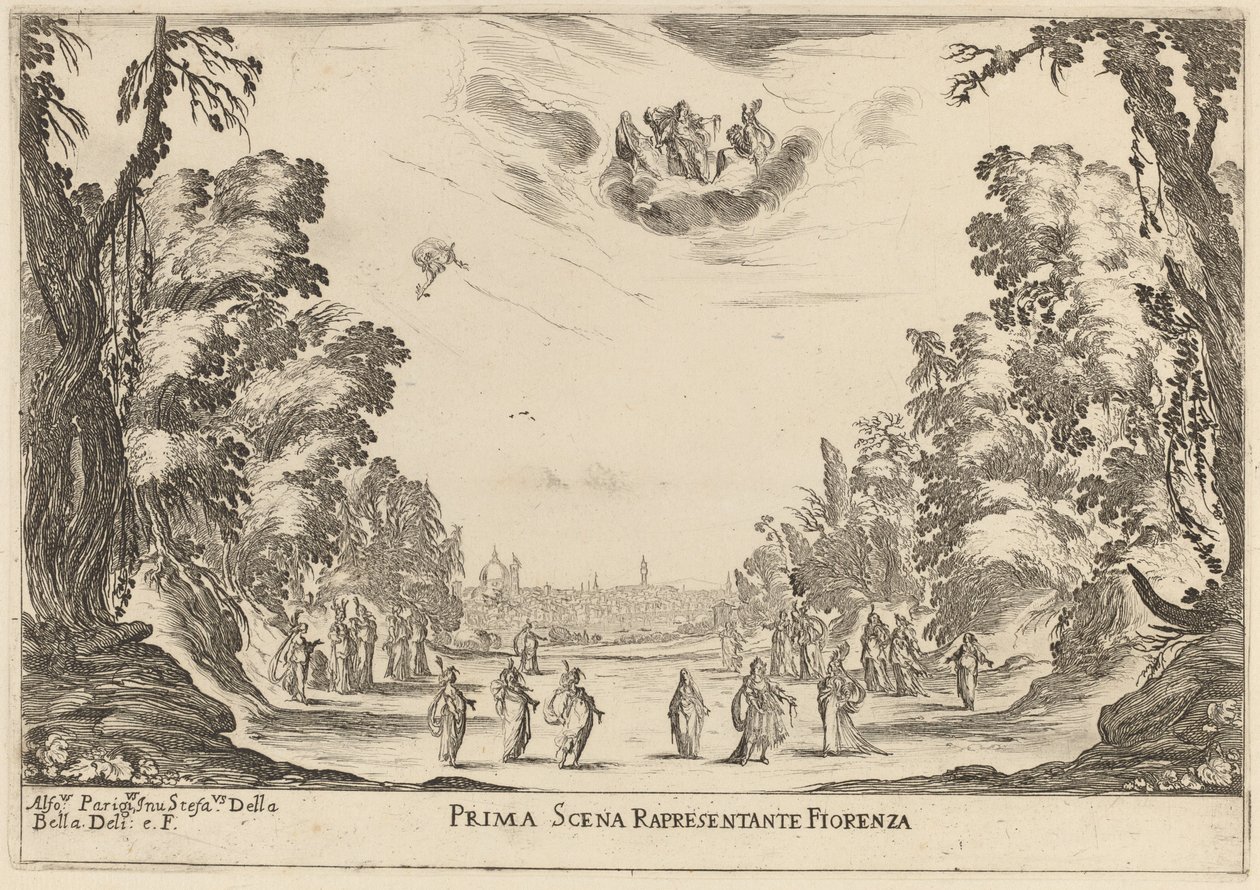Repræsentant for første scene i Firenza af Stefano della Bella