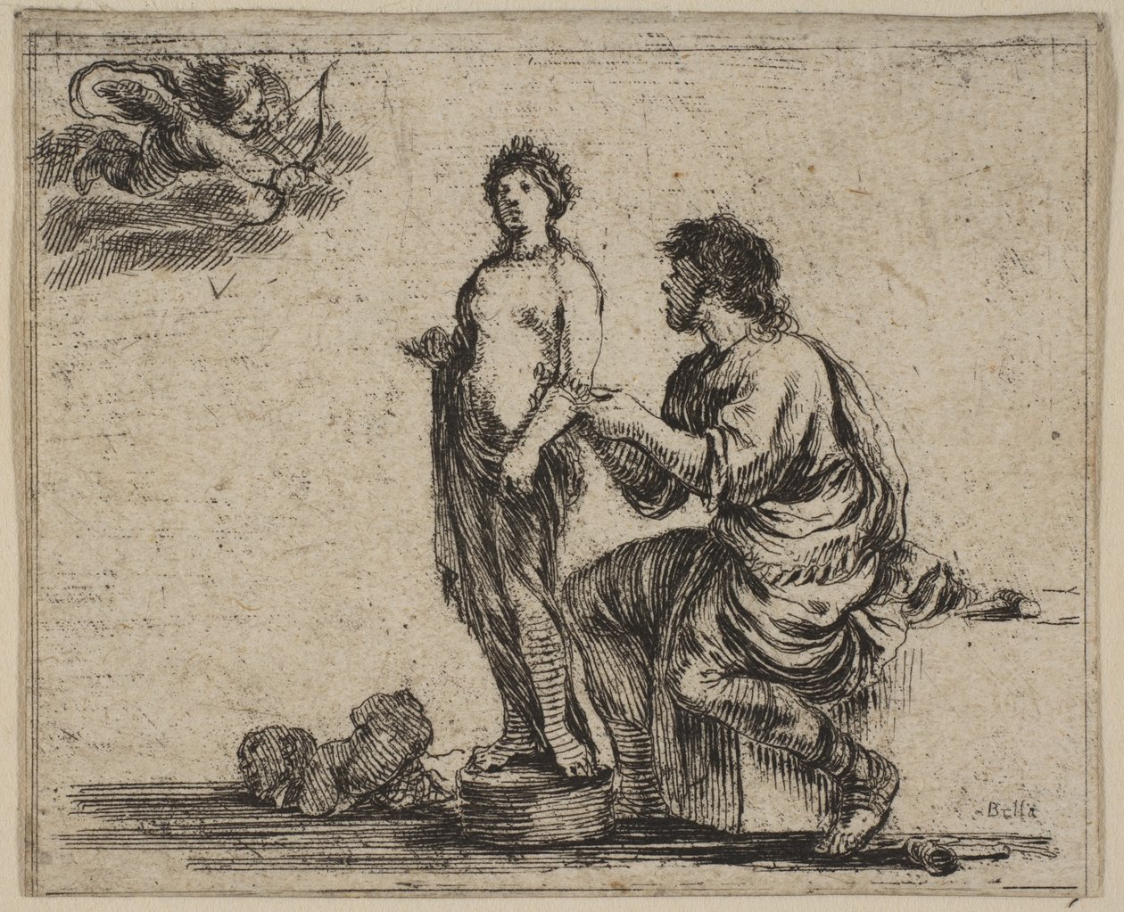 Pygmalion, fra Game of Mythology Game of Mythology, 1644. af Stefano della Bella