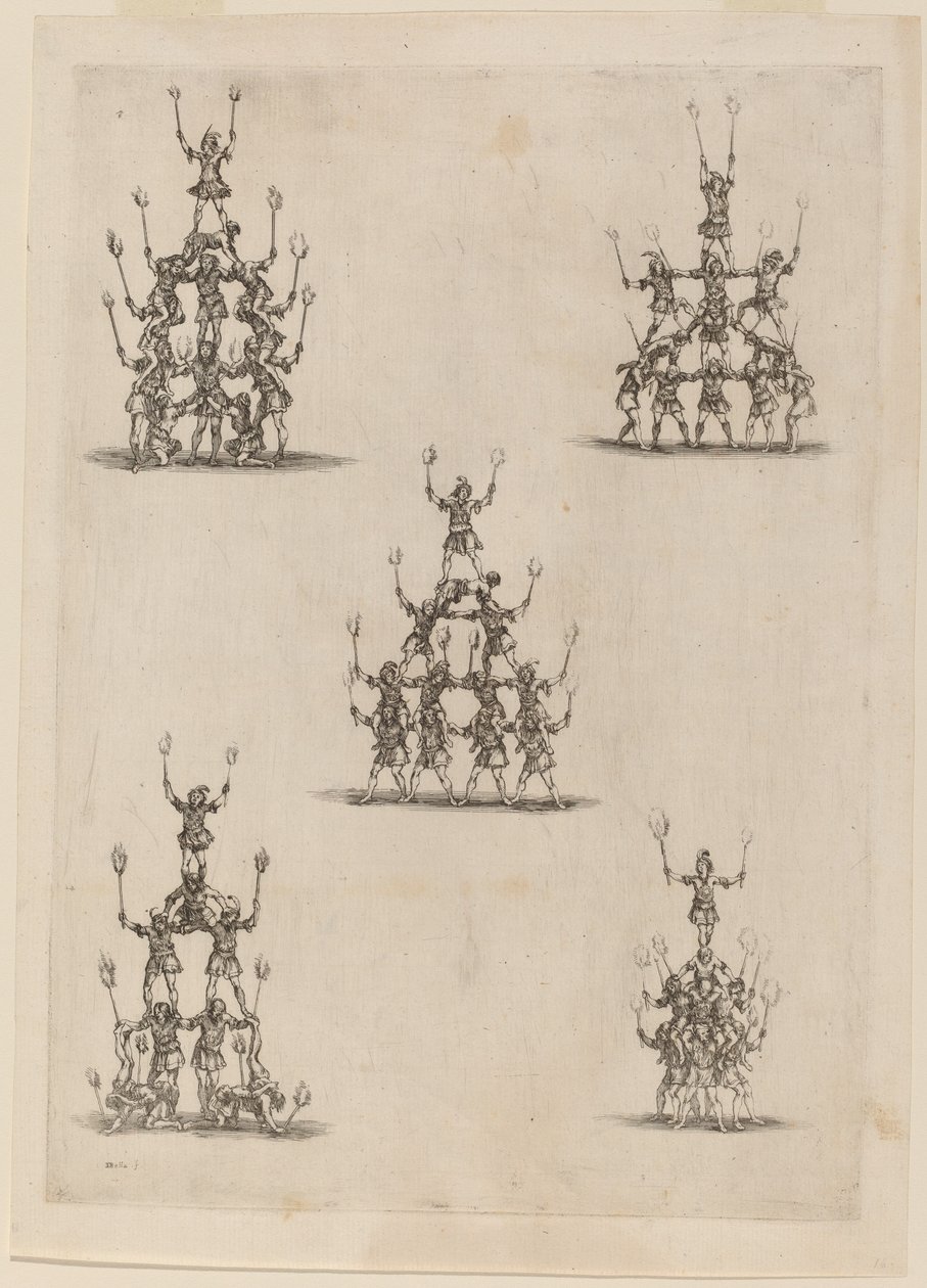 Jonglørernes pyramider, 1652. af Stefano della Bella