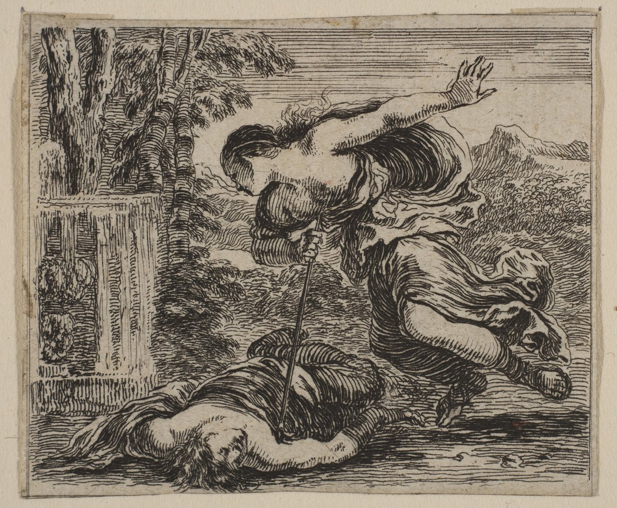 Pyramus og Thisbe, fra Game of Mythology Jeu de la Mythologie, 1644 af Stefano della Bella