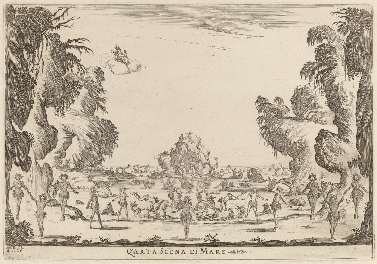 Fjerde havscene, 1637. af Stefano della Bella