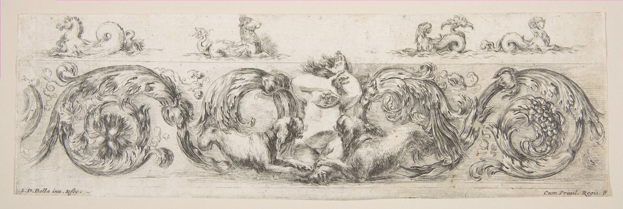 Rinceaux with Child Frightened by Dogs, Tallerken 8 fra: 