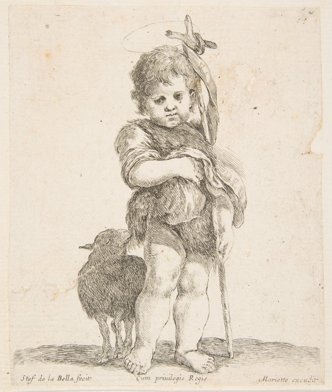 Sankt Johannes Døberen holder sin foldede kappe, ca. 1641. af Stefano della Bella