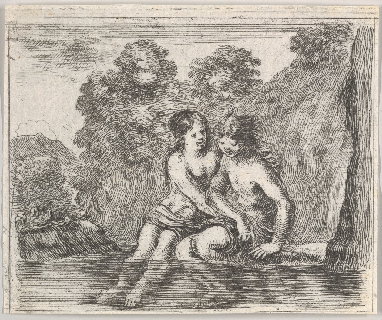 Salmacis and Hermaphrodite, fra Game of Mythology Jeu de la Mythologie, 1644. af Stefano della Bella