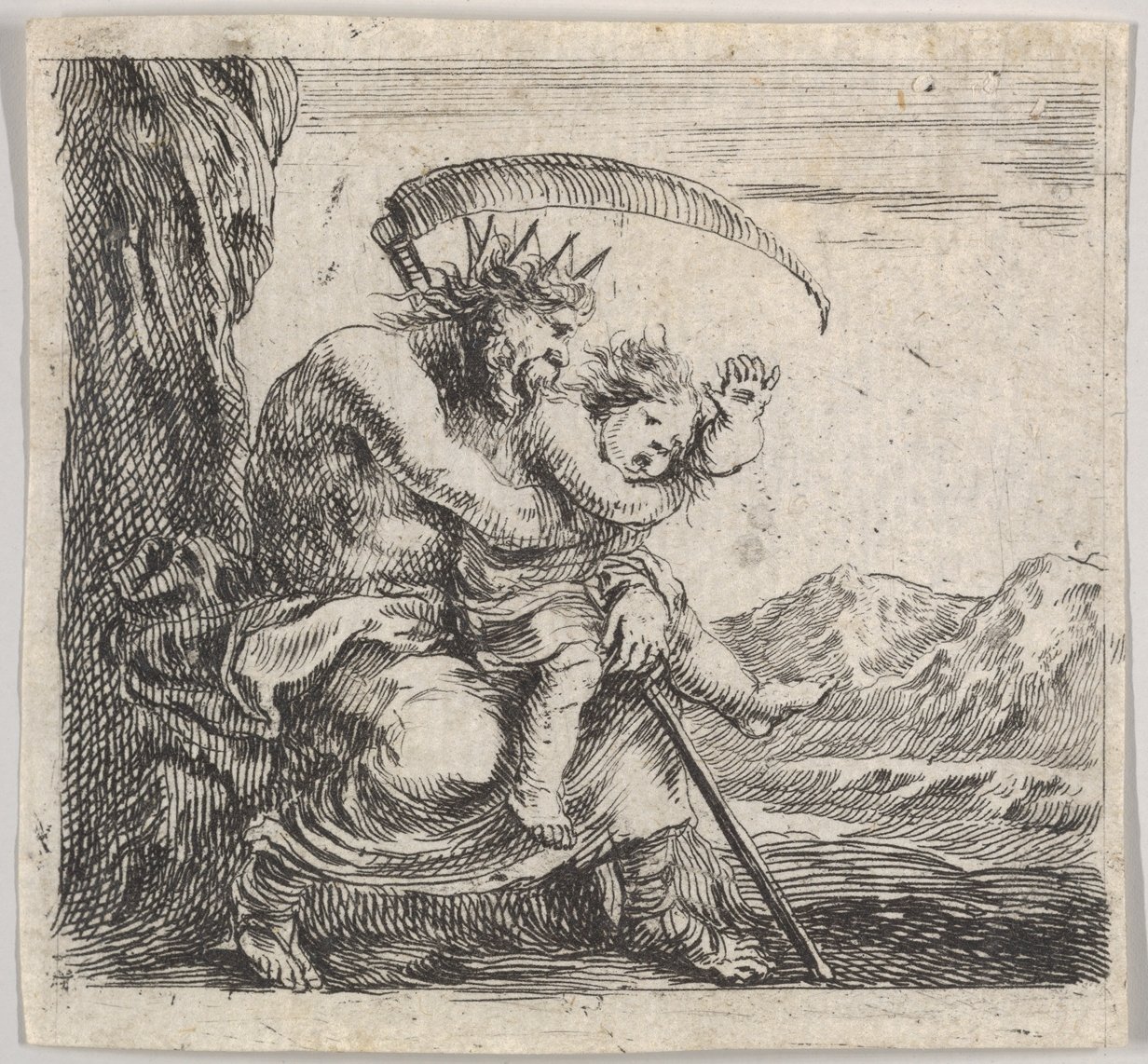 Saturn, fra Game of Mythology Game of Mythology, 1644. af Stefano della Bella