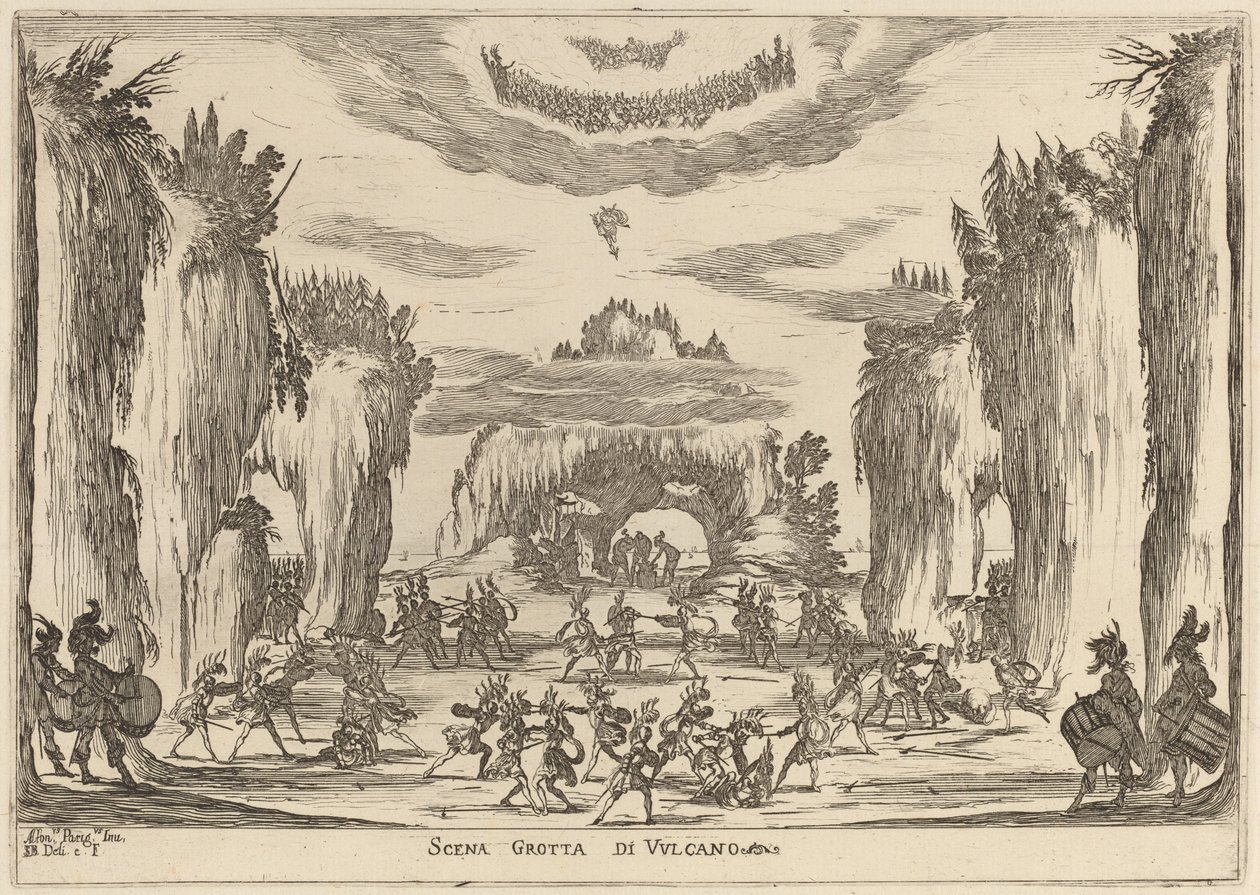 Grottescene af Vulcano af Stefano della Bella
