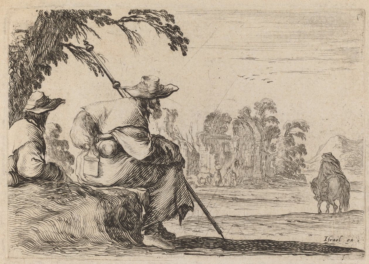 Siddende pilgrimme, 1642. af Stefano della Bella
